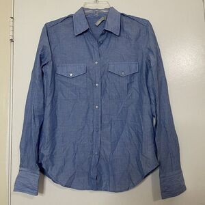 VINCE. blue pinstriped button down long sleeve casual cotton shirt size US 6